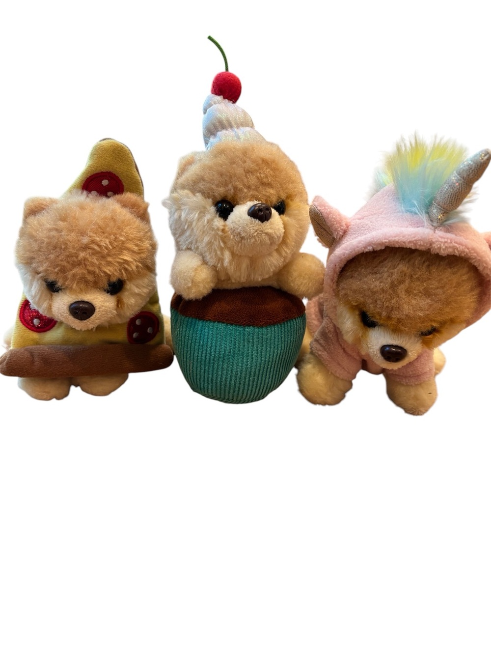 Gund Boo Plush Set of Three Pizza Cupcake Unicorn 7”